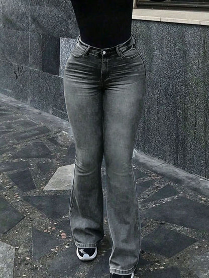 Summer Women's Fashionable Charming Flared Denim Pants, Versatile, Simple and Elegant Long Pants